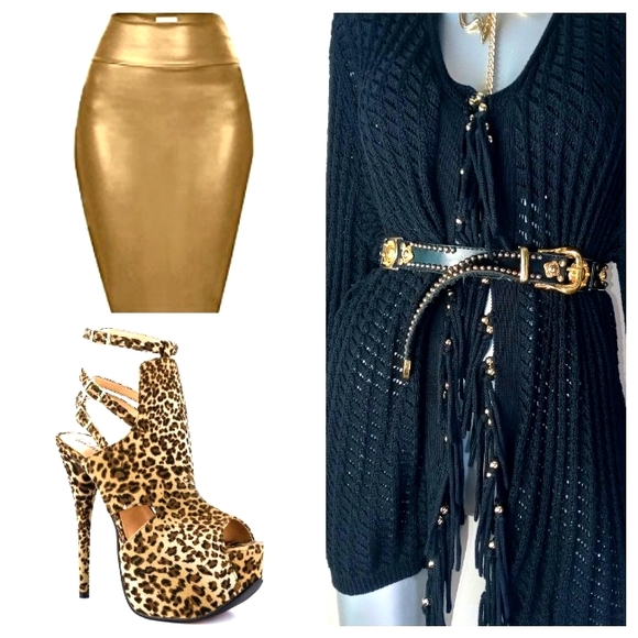 FRINGE & BEADS Open Front Boho "SAMANTHA GRAY" Loose Knit Cardigan - Picture 2 of 12